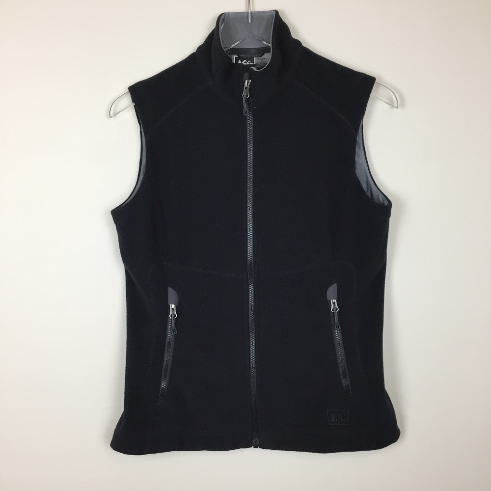 REI Women's Black Fleece Zip Front Vest Size S